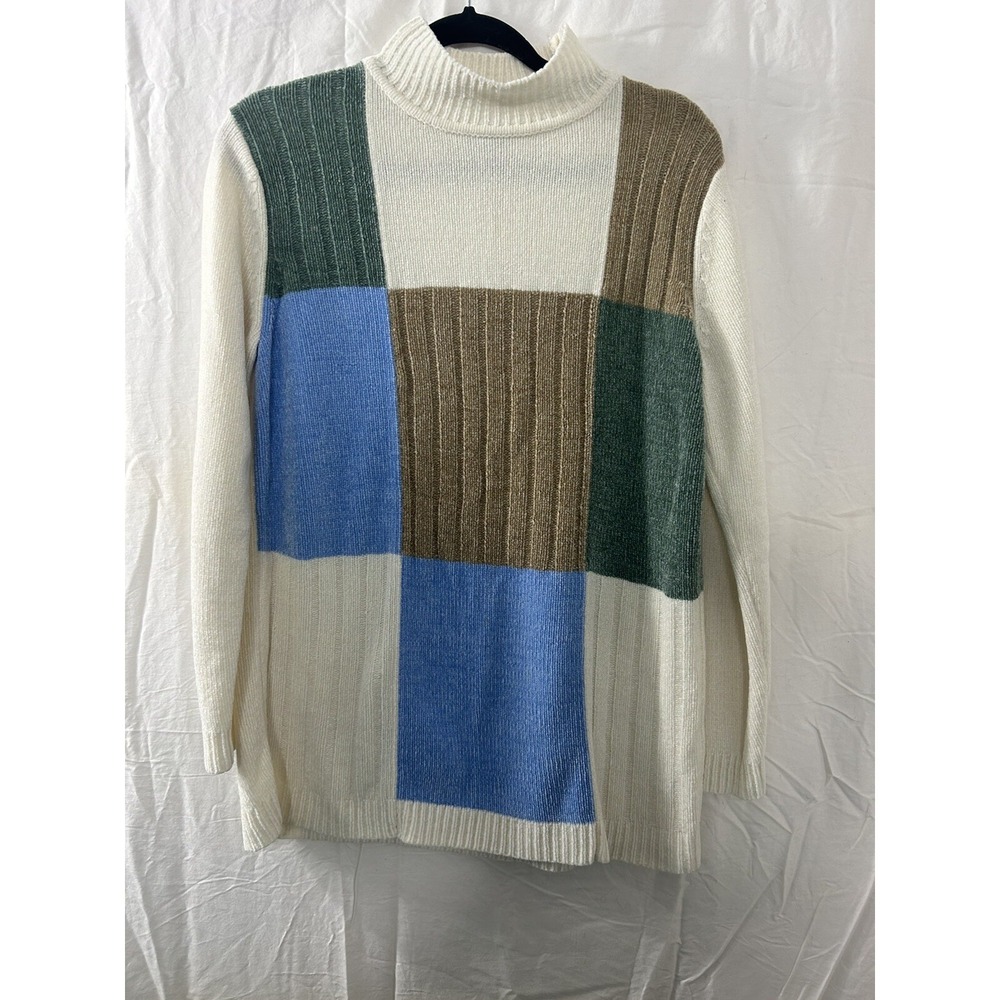 Classic Elements Patchwork Mock Neck Sweater Wome… - image 1